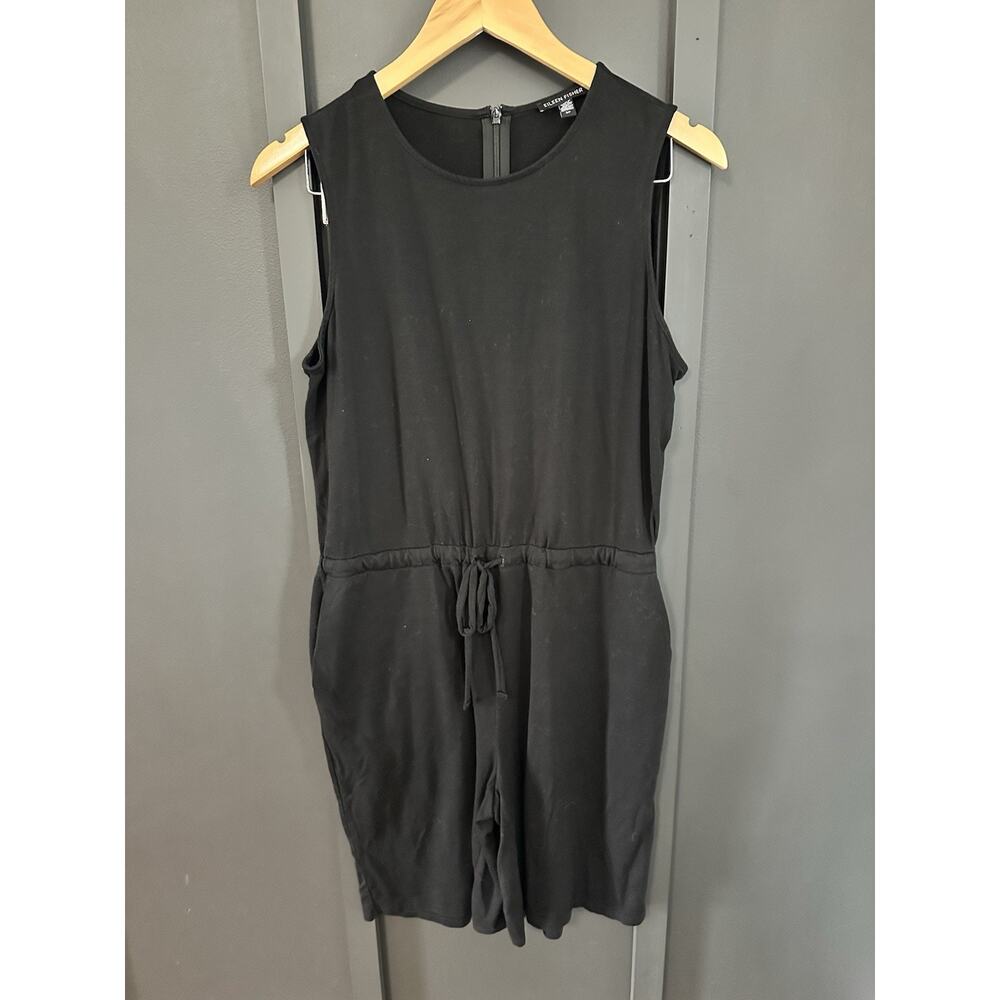 Eileen Fisher Black Sleeveless Zip Romper - Womens Size Small